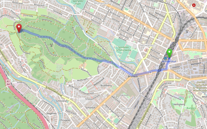 Wegbeschreibung Waldschenke Winterthur